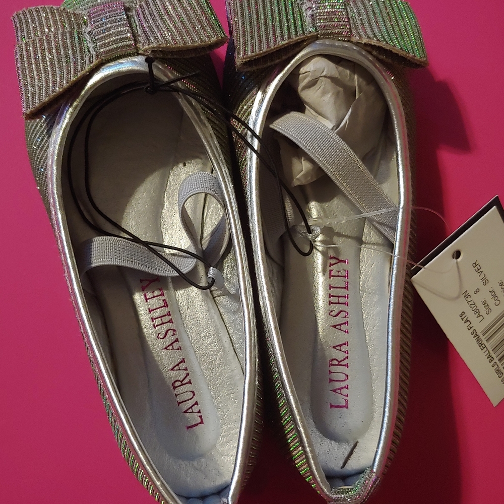 Laura Ashley silver & pink ballet flat